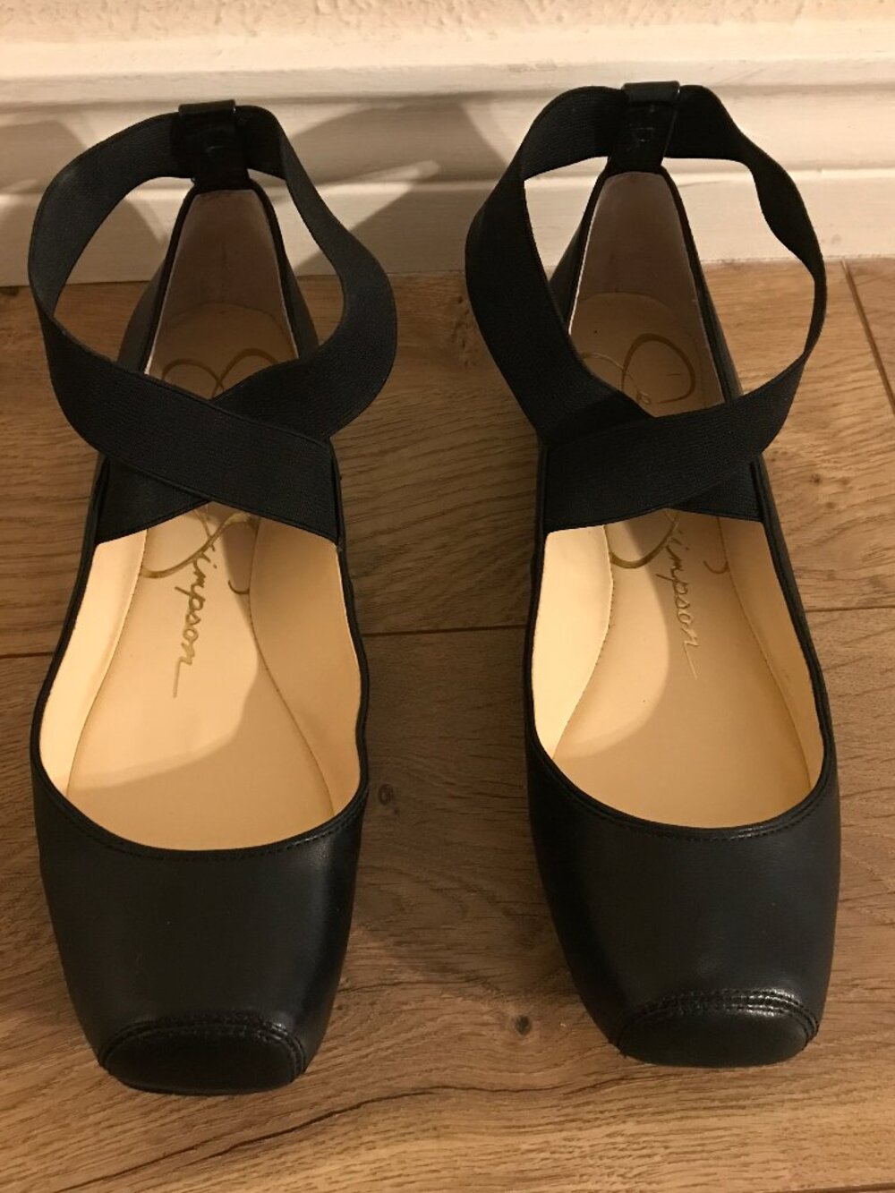 Jessica Simpson Black Leather Ballet Flats - New